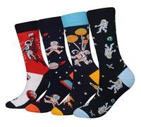 Cansok Calzini da uomo Astronauti Astronauta Cosmonauta novità dell'equipaggio al polpaccio del vestito confezione da 4