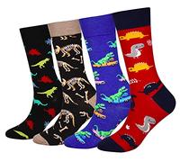 Cansok Calzini da uomo Dinosauro novità dell'equipaggio al polpaccio del vestito confezione da 4