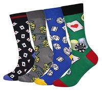 Cansok Calzini da uomo Giocando a carte Dado Contanti Fiches del casinò novità dell'equipaggio al polpaccio del vestito confezione da 4