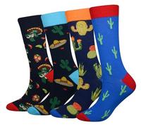 Cansok Calzini da uomo Piante Cactus novità dell'equipaggio al polpaccio del vestito confezione da 4