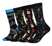 Cansok Calzini da uomo saxophone music guitar novità dell'equipaggio al polpaccio del vestito confezione da 4