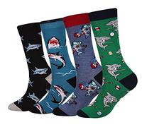 Cansok Calzini da uomo Snooker Musica Chitarra Pescecane Biliardo novità dell'equipaggio al polpaccio del vestito confezione da 4