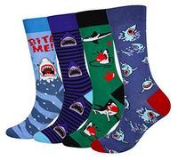 Cansok Calzini da uomo Squalo novità dell'equipaggio al polpaccio del vestito confezione da 4