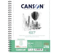 CANSON 1557® - Album a spirale 30 fogli di carta da disegno, grana leggera, A5+ 180 g/m², extra bianco