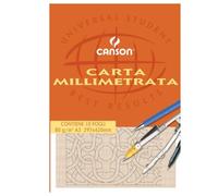 Blocco carta opaca millimetrata - 297x420mm - 10 fogli - 80gr - Canson
