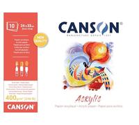 Canson Acrylic, Blocco Carta per Colori Acrilici Grana Telata 24x33 cm, 400gm, 1