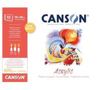 Canson Acrylic, Blocco Carta per Colori Acrilici Grana Telata 30x40 cm, 400gm, 1