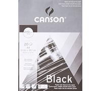 Canson Arts graphique Black - Carta da disegno, 20 fogli, colore: Bianco 240 g/m2 nero intenso A4 o 21 x 29,7 cm nero profondo