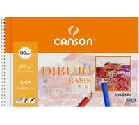 Canson Basik Blocco da Disegno A4 con Cornice - Album a Spirale Microforata - 23x325 cm - 120 Fogli - 130g - Colore Bianco