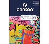 CANSON - Blocco 50 fogli di carta da disegno bianco perforato A4-90 g/m²