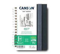 Canson Book con carta 1557, 120 g/m grana leggera, 50 fogli, A5, spiralato lato lungo
