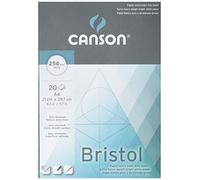 Canson Bristol Blocco Collato Lato Corto, Carta Finissima Molto Liscia, A4, 20 Fogli, 250g/m