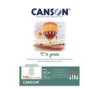 Canson 'C à grain' Blocco di carta da disegno, 30 fogli, 180 g/mq, grana fine, colore: Bianco naturale 14,8 x 21 cm - A5 bianco