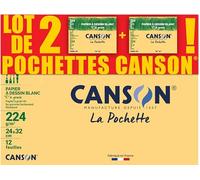 CANSON C à Grain - Set di 2 buste 10 fogli di carta da disegno bianco A3 180 g/m²