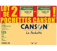 CANSON C à Grain - Set di 2 buste 12 fogli di carta da disegno bianco 24 x 32 125 g/m²