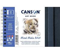 Canson Professional Book, Carta Multitecnica, Grana fine, 300g/m², Taccuino Spiralato lato corto, A5-14, 8x21cm, Bianco, 28 fogli