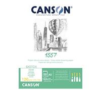 Canson - Carta 1557 Blocco da 50 fogli di Carta da Disegno, Bianco Puro, 120 g, Grana Leggera, Formato A4