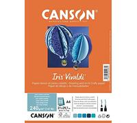 CANSON Confezione 25 fogli IRIS VIVALDI A4 240g/m² - colori assortiti blu - NUO