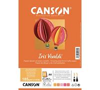CANSON Confezione da 25 fogli IRIS VIVALDI A4 185 g/m², colori assortiti giallo/rosa/rosso