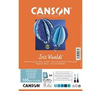 Canson - Confezione da 25 fogli Iris VivaldiA4, 185 g/m², colori assortiti blu