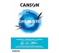 Canson Graduate Aquarelle, album collato lato corto,grana fine,A5,20 fogli,250 g/m, bianco