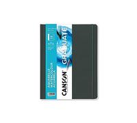 Canson Graduate Book, Blocco da disegno, double face, stampa a freddo e grana fine, 250 gsm, copertina rigida, 21,6 x 14 cm, bianco, 56 fogli (C31200L029)