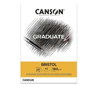 Canson Graduate Bristol,album collato lato corto,carta extra liscia e extra bianca,A5,20 fogli,180 g/m