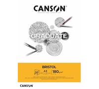 Canson Graduate Bristol,album collato lato corto,carta extra liscia e extra bianca,A3,20 fogli,180 g/m