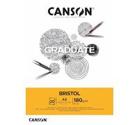 Canson Graduate Bristol,album collato lato corto,carta extra liscia e extra bianca,A5,20 fogli,180 g/m