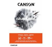 Canson Graduate Croquis, album collato lato corto,ideal per schizzi veloci,A4,40 fogli,grana leggere,96 g/m
