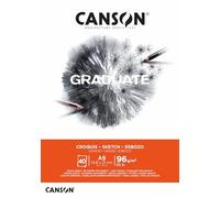 Canson Graduate Croquis, album collato lato corto,ideal per schizzi veloci,A5,40 fogli,grana leggere,96 g/m