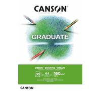 Canson Graduate Dessin, album da disegno collato lato corto,A4,30 fogli,grana leggera,160 g/m