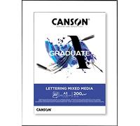 Canson GRADUATE - LETTERING MIXED MEDIA - blocco grana leggera 20 fogli, A3, 200g/m²