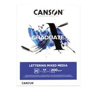 Canson GRADUATE - LETTERING MIXED MEDIA - blocco grana leggera 20 fogli, A4, 200g/m²
