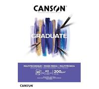 Canson Graduate Mixed Media bianco,album da disegno collato lato corto,A3,20 fogli,grana leggera,200g/m