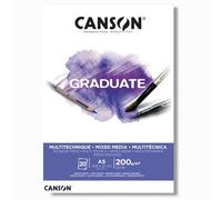 Canson Graduate Mixed Media bianco,album da disegno collato lato corto,A5,20 fogli,grana leggera,200g/m
