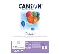 Canson Imagine Blocco incollato da 50 fogli A4 - Grana fine - 21x297 cm - 200 g - Colore bianco