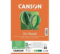 CANSON Iris Vivaldi - Confezione da 25 fogli di carta A4, 240 g/m², colore verd