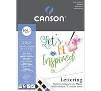 CANSON Lettering - Blocco di 20 fogli Mix-media da 24 x 32 cm, 200 g/m²