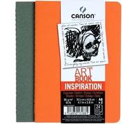 Canson Lot 2 Hardbound Books Inspiration Taccuino da disegno 24 A6 96 g Vert Green/Orange
