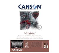 Canson Mi-Teintes- Blocco 20 fogli 24 x 32 160 g/m², colore Nero 425,collato lato corto