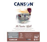 CANSON Mi-Teintes Velvet, blocco carta collato lato corto,32x41 cm, 430 gm, 12 fogli, toni grigi