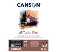 CANSON Mi-Teintes Velvet, bloccp carta collato lato corto, 32xx41cm, 430 gm, 12 fogli nero carbone