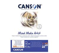 Canson Mix Media Artist Blocco incollato A3 25 fogli 10% sottile 300 g - NUOVO