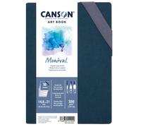 Canson Professional Book, carta per acquerello, grana fine, 300 gsm, taccuino a fisarmonica, copertina rigida, 14,8 x 21 cm, bianco, 18 pagine