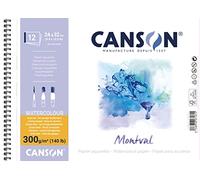 Canson-Infinity Blocco Montval Acquerello 24x32 cm 300 g grana fine 12 fogli spiralato lato corto