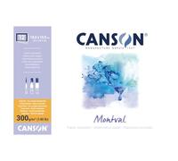 Canson Montval - Blocco per Acquerello, Guazzo, Acrilico, Collato 4 Lati 10.5 x 15.5 cm, 12 Fogli, 300 g/m² Grana Fine