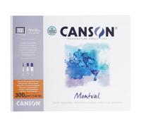 Canson Montval - Blocco per acquerello,guazzo,acrilico, collato 4 lati 19 x 24 cm, 12 fogli, 300 g/m² grana fine