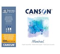 Canson Montval - Blocco per acquerello, guazzo, acrilico, collato 4 lati 24 x 32 cm, 12 fogli, 300 g/m² grana fine