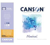 Canson Montval - Blocco per acquerello, guazzo, acrilico, collato 4 lati 40 x 50 cm, 12 fogli, 300 g/m2 grana fine, bianco